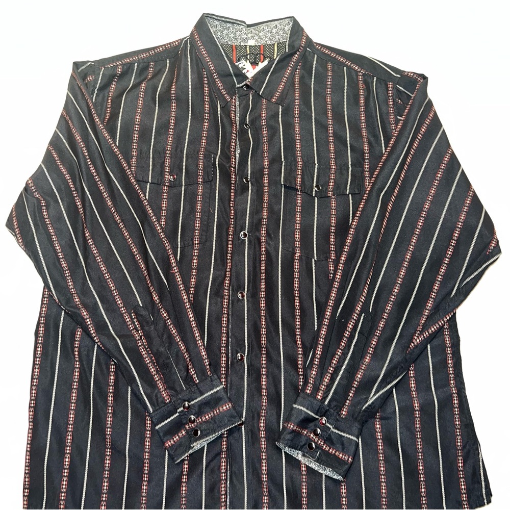 Scully Men's Western Button-Up Shirt - Black Striped, XL, 100% Polyester‎